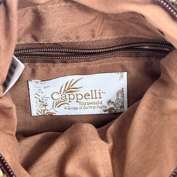 Cappelli Straworld Woven Crossbody Bag Brown Raffia Boho Festival 8x10 Zip Strap - Picture 7 of 14